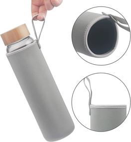 img 1 attached to 🌿 Ferexer 32 oz Glass Water Bottle: Stylish Bamboo Lid, Neoprene Sleeve, & Straw - Leaf Design