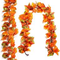 🍁 kimober fall leaf garland: artificial maple foliage vines for stunning autumn decor, home wedding, fireplace, party logo