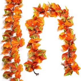 img 4 attached to 🍁 KIMOBER Fall Leaf Garland: Artificial Maple Foliage Vines for Stunning Autumn Decor, Home Wedding, Fireplace, Party