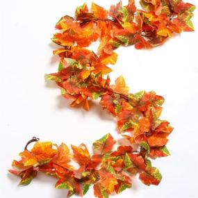 img 2 attached to 🍁 KIMOBER Fall Leaf Garland: Artificial Maple Foliage Vines for Stunning Autumn Decor, Home Wedding, Fireplace, Party