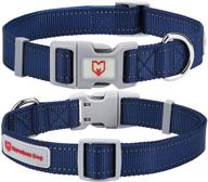 🐶 premium reflective dog collar: adjustable safety nylon collar for dogs - small, medium, large sizes in vibrant multicolor options logo