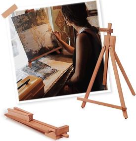 img 3 attached to 🖼️ Falling in Art 25’’ Beechwood Tabletop Easel Set - Ideal for Painting, Holds Canvas up to 22 1/2 Inches High, 2 Pack Artist A-Frame Tripod with Rubber Feet - Portable Photo and Sign Holder