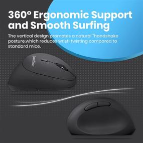 img 2 attached to 🖱️ Perixx PERIMICE-719 Wireless Ergonomic Vertical Optical Mouse - Black, Right Handed, Mini Size, 2.4 GHz, 3-Level DPI