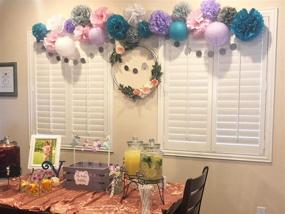 img 3 attached to 🧜 Enchanting Mermaid Party Decor: 16 pcs Teal Purple Grey Baby & Bridal Shower Decorations with Tissue Pom Poms & Lanterns