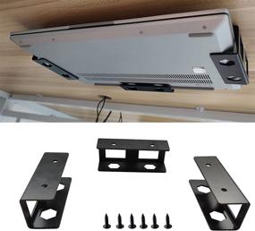 img 4 attached to 🖥️ PIAOLGYI Black Under Desk Laptop Holder Mount: Enhance Storage and Organization with Screw-on Bracket - Set of 3