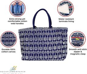 img 3 attached to 🎾 rockflowerpaper Вимблдон Теннисная Ракетка Ракет Нави Холст Carryall Сумка: Водонепроницаемая большая сумка через плечо для теннисных энтузиастов.