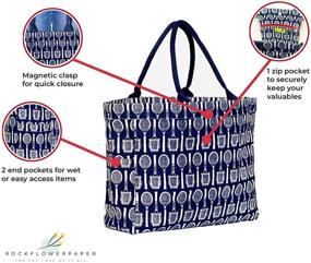 img 1 attached to 🎾 rockflowerpaper Вимблдон Теннисная Ракетка Ракет Нави Холст Carryall Сумка: Водонепроницаемая большая сумка через плечо для теннисных энтузиастов.