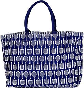 img 4 attached to 🎾 rockflowerpaper Вимблдон Теннисная Ракетка Ракет Нави Холст Carryall Сумка: Водонепроницаемая большая сумка через плечо для теннисных энтузиастов.