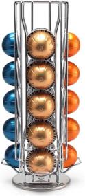 img 4 attached to BluePeak Coffee Capsule Rack Holder Carousel - Holds 20 Vertuoline Capsules. ☕️ Elegant and Modern Chrome Finish. 360-degree Rotating Design. Compatible with all Vertuoline Coffee Capsules.