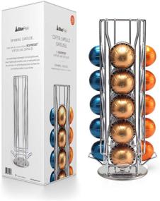 img 3 attached to BluePeak Coffee Capsule Rack Holder Carousel - Holds 20 Vertuoline Capsules. ☕️ Elegant and Modern Chrome Finish. 360-degree Rotating Design. Compatible with all Vertuoline Coffee Capsules.