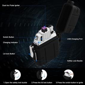 img 2 attached to SUPRUS Waterproof Lighters: Windproof Electric Arc Lighter USB Rechargeable Case 2-in-1 - Black