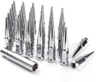 🔩 32-piece chrome spike lug nut set, 14x2 size, 4.4" tall - offroad extended metal lugs for enhanced performance logo