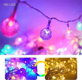 img 3 attached to 🌟 Hezbjiti Color Changing Ball Lights, 160 LED 66ft: Transform Your Space with 9 Lighting Modes & Crystal Fairy Globe String Lights for Festive Decorations (Warm White to Multicolor)