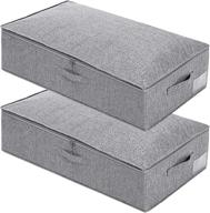 🗄️ 2-pack under bed storage container bags with lid, foldable sturdy clothes organizer drawers with 3 handles, extra durable fabric blanket shoe storage box, grey, 30x15x6.7inch логотип