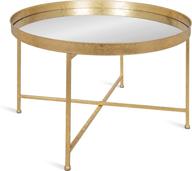 🔘 modern minimalist metal foldable round coffee table with mirrored surface and gold frame, 28.25"x 28.25"x 19", features detachable magnetic tabletop - kate and laurel celia логотип