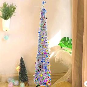 img 2 attached to 6-Foot Collapsible Pop Up Sequin Artificial Pencil Christmas Tree - Indoor/Outdoor Decorations for Home, Fireplace, Party - Colorful