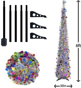 img 3 attached to 6-Foot Collapsible Pop Up Sequin Artificial Pencil Christmas Tree - Indoor/Outdoor Decorations for Home, Fireplace, Party - Colorful