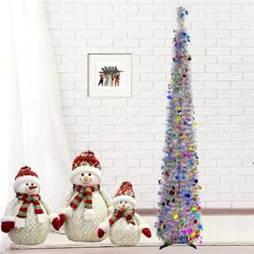 img 1 attached to 6-Foot Collapsible Pop Up Sequin Artificial Pencil Christmas Tree - Indoor/Outdoor Decorations for Home, Fireplace, Party - Colorful