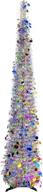 6-foot collapsible pop up sequin artificial pencil christmas tree - indoor/outdoor decorations for home, fireplace, party - colorful logo