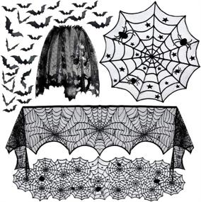 img 4 attached to 🕷️ Halloween Spiderweb Fireplace Tablecloth: Festive Decorations for a Spooky Ambiance