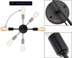 img 3 attached to 💡 Современные промышленные светильники для ванных комнат, черные, два светильника настенного бра с выключателем, сетевым кабелем и вилкой для гостиной, коттеджа, столовой.