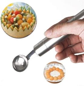 img 1 attached to 🍉 Double-Headed Melon Baller Scoop: Stainless Steel Cutter Knife with Dual-Purpose Cooking Spoon for Effortless DIY Fruit Carving, Scooping Watermelon, Cantaloupe, Ice Cream, Cupcake, Cookie, and Cheese Grating!