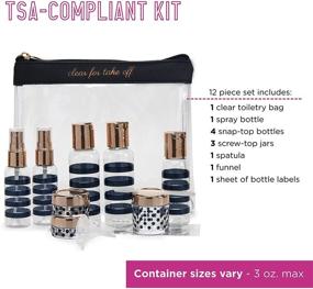 img 2 attached to ✈️ Miamica Navy 12-Piece TSA Compliant Travel Bottles and Toiletry Bag Kit for Women, One Size