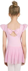 img 1 attached to Ballet Dance Leotards for Girls with Flutter Sleeve Petal Skirt and Bowknot Back - Enhanced SEO