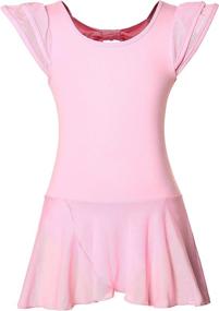 img 4 attached to Ballet Dance Leotards for Girls with Flutter Sleeve Petal Skirt and Bowknot Back - Enhanced SEO