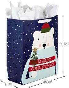 img 2 attached to 🎁 Hallmark 15" Extra Large Christmas Gift Bag with Tissue Paper - Merry Christmas Polar Bear Design for All Ages and Relations