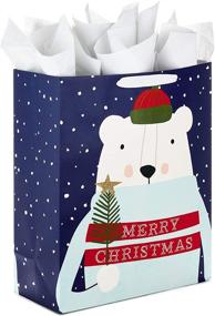 img 4 attached to 🎁 Hallmark 15" Extra Large Christmas Gift Bag with Tissue Paper - Merry Christmas Polar Bear Design for All Ages and Relations