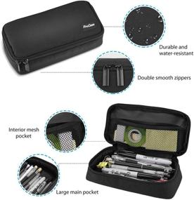 img 1 attached to 🖊️ Black ProCase Pencil Bag Pen Case - Large Capacity Students Stationery Pouch and Desk Organizer with Double Zipper, Portable Pencil Holder for School and Office Supplies