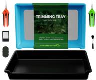 naturehydro trimming tray and dry sift tools: efficient 2-in-1 herb sifter 🌿 for pollen and herbs. includes 150 micron screen, trimming scissors, and brush - blue logo