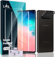 📱 [2+3 упаковки] lϟk совместимо с samsung galaxy s10, гибкий защитный экран из tpu и защитный объектив камеры - новая версия с поддержкой отпечатка пальца и точным инструментом выравнивания. логотип