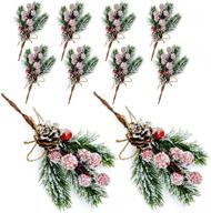 🎄 10pcs christmas decorations: berries, pine cones & artificial holly branches for diy crafts, xmas garland, winter gift wrap embellishment - small spot spray, tree stems picks (red) logo