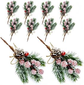 img 4 attached to 🎄 10Pcs Christmas Decorations: Berries, Pine Cones & Artificial Holly Branches for DIY Crafts, Xmas Garland, Winter Gift Wrap Embellishment - Small Spot Spray, Tree Stems Picks (Red)