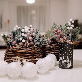 img 2 attached to 🎄 10Pcs Christmas Decorations: Berries, Pine Cones & Artificial Holly Branches for DIY Crafts, Xmas Garland, Winter Gift Wrap Embellishment - Small Spot Spray, Tree Stems Picks (Red)