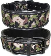 🐶 padded heavy duty dog collar: 2" wide reflective adjustable stainless steel hardware for medium and large dogs logo