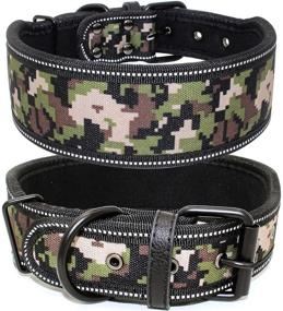 img 4 attached to 🐶 Padded Heavy Duty Dog Collar: 2" Wide Reflective Adjustable Stainless Steel Hardware for Medium and Large Dogs