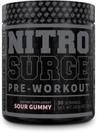 💪 nitrosurge black pre workout supplement: boost your energy with this nootropic powder featuring dynamine & teacrine - experience the power of a preworkout nitric oxide booster - 30 servings of sour gummy flavored performance enhancer logo