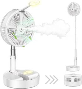 img 4 attached to 🌀 Tesinll Desk and Table Fan: Foldable, Portable Fan with Battery and USB Power, Humidification, Table Lamp, Night Light, 4 Speeds and Adjustable Height