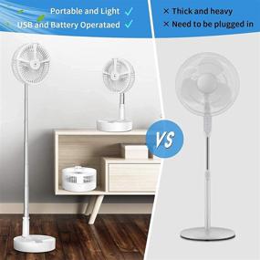 img 2 attached to 🌀 Tesinll Desk and Table Fan: Foldable, Portable Fan with Battery and USB Power, Humidification, Table Lamp, Night Light, 4 Speeds and Adjustable Height