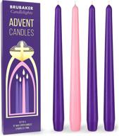 🕯️ brubaker 4 pcs advent candles purple and pink - 10 inch taper candles for christmas, church, and celebrations - unscented and dripless - made in europe: high-quality advent candles for a joyful holiday season логотип