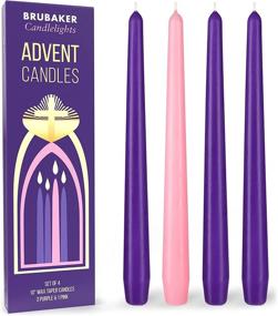 img 4 attached to 🕯️ BRUBAKER 4 pcs Advent Candles Purple and Pink - 10 Inch Taper Candles for Christmas, Church, and Celebrations - Unscented and Dripless - Made in Europe: High-Quality Advent Candles for a Joyful Holiday Season