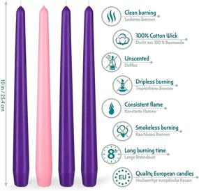 img 3 attached to 🕯️ BRUBAKER 4 pcs Advent Candles Purple and Pink - 10 Inch Taper Candles for Christmas, Church, and Celebrations - Unscented and Dripless - Made in Europe: High-Quality Advent Candles for a Joyful Holiday Season