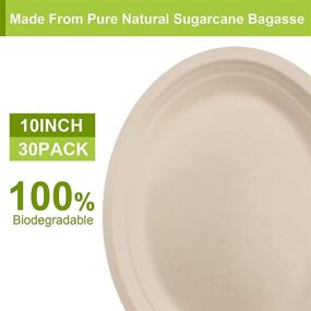 img 2 attached to 🍽️ BangShou Super Rigid Bagasse Disposable Heavy-Duty Oval Paper Plates - 10" BBQ, Buffet Plates, Microwave & Freeze Safe - 30-Pack, Biodegradable Natural Paper Plates - Eco-Friendly, Compostable, Cookies Plates