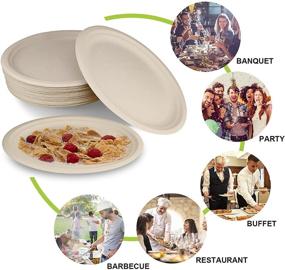 img 1 attached to 🍽️ BangShou Super Rigid Bagasse Disposable Heavy-Duty Oval Paper Plates - 10" BBQ, Buffet Plates, Microwave & Freeze Safe - 30-Pack, Biodegradable Natural Paper Plates - Eco-Friendly, Compostable, Cookies Plates