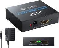 🔌 esynic 1x2 hdmi splitter: 4k hdmi amplifier adapter | aluminum ver 1.4 | supports 3d 4k@30hz full hd1080p | ideal for pc ps3 ps4 blu-ray player hdtv logo