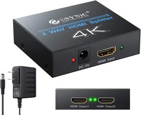 img 4 attached to 🔌 eSynic 1x2 HDMI Splitter: 4K HDMI Amplifier Adapter | Aluminum Ver 1.4 | Supports 3D 4K@30HZ Full HD1080P | Ideal for PC PS3 PS4 Blu-ray Player HDTV