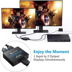 img 2 attached to 🔌 eSynic 1x2 HDMI Splitter: 4K HDMI Amplifier Adapter | Aluminum Ver 1.4 | Supports 3D 4K@30HZ Full HD1080P | Ideal for PC PS3 PS4 Blu-ray Player HDTV